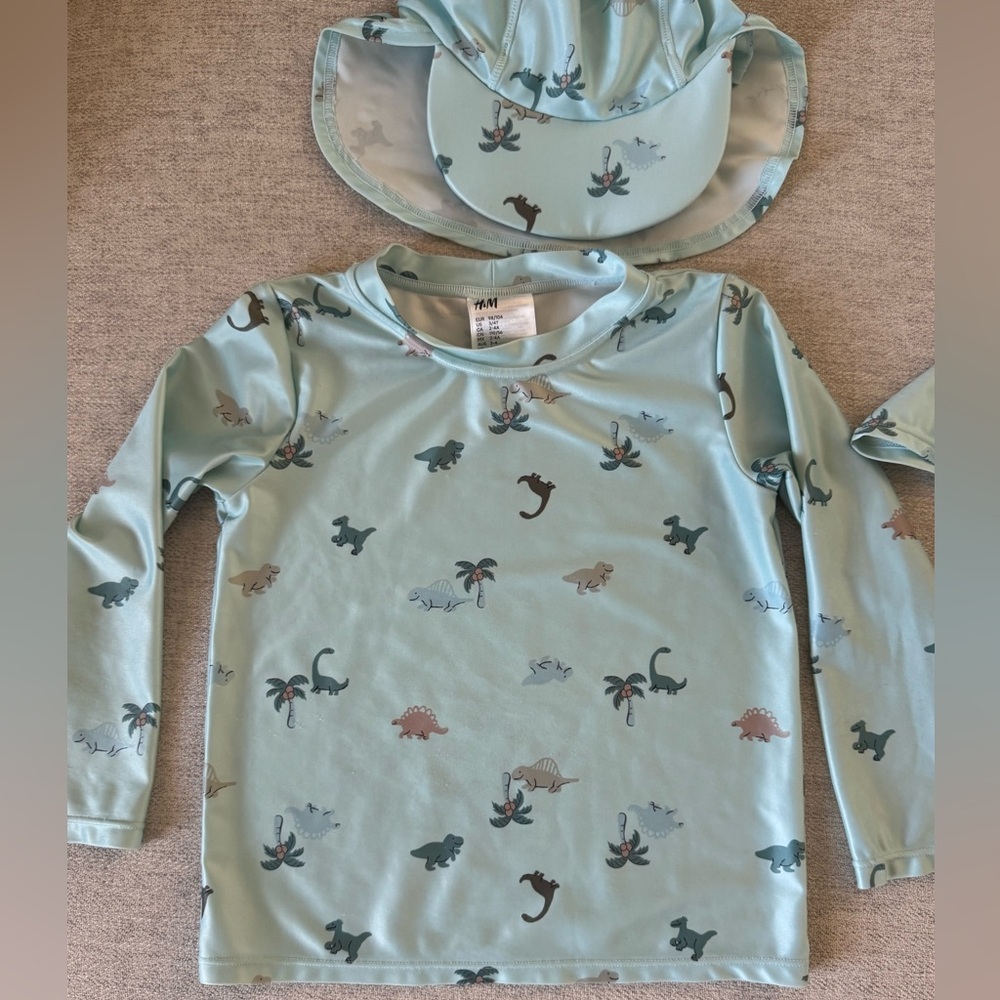 H&M Toddler Swim Rashguard Set Light Blue Size 3-4T - Picture 4 of 7